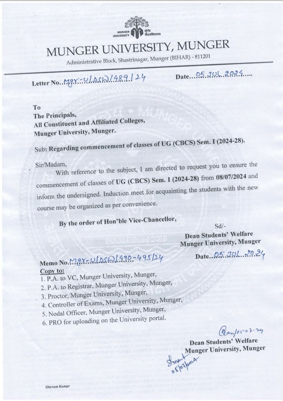 CBCS SEMESTER-1 SESSION 2024-28 CLASS START FROM 08-07-2024